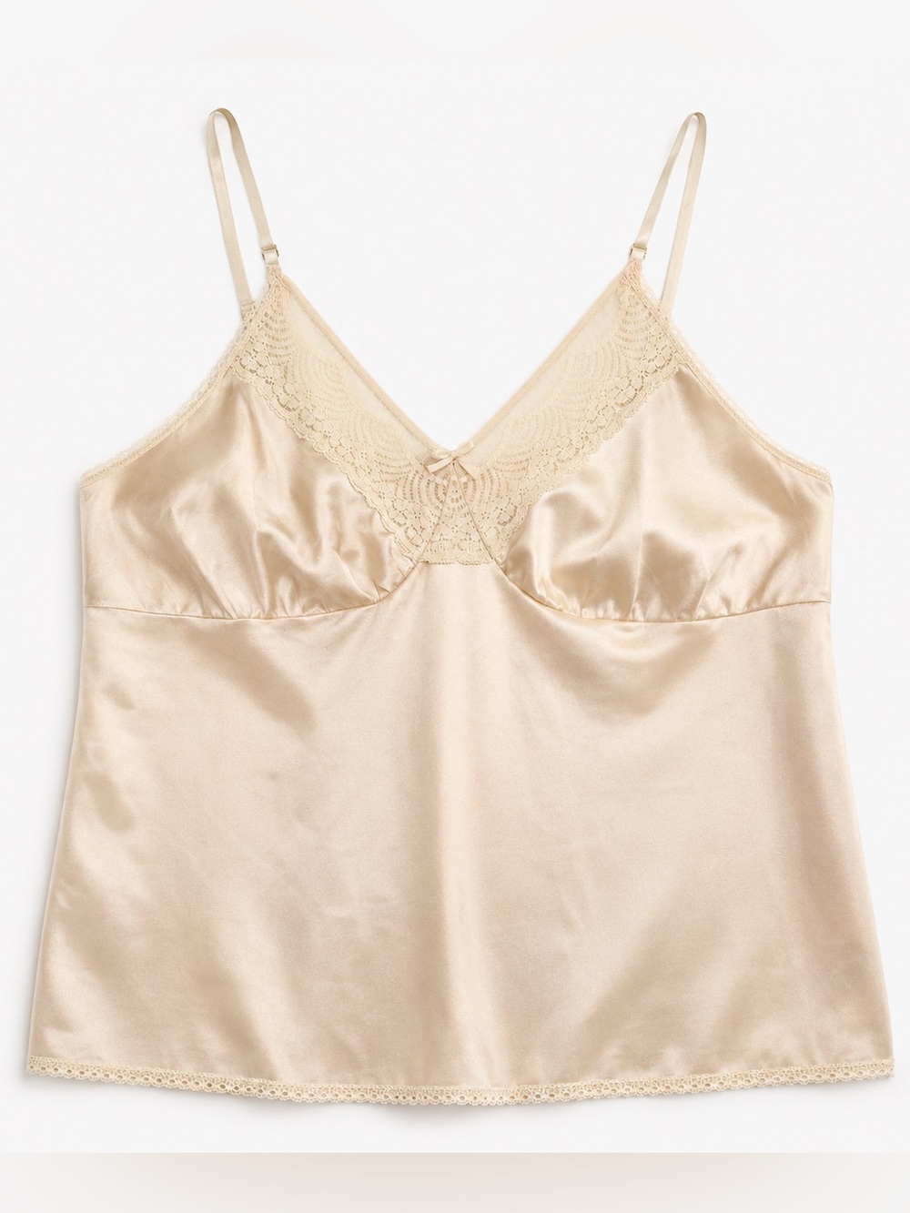 Vintage Lovable Champagne Satin Lace Camisole Lingerie Top 38 M